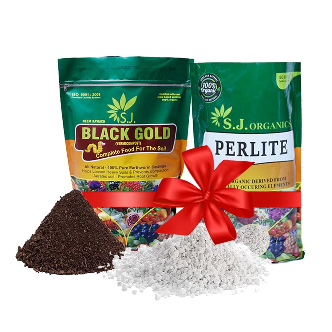 SJ Organics Black Gold Vermicompost 1KG and Perlite 300g | Complete Potting Combo for Home Gardening (B0CZ6WL5L4) Amazon Price History, Amazon Price Tracker