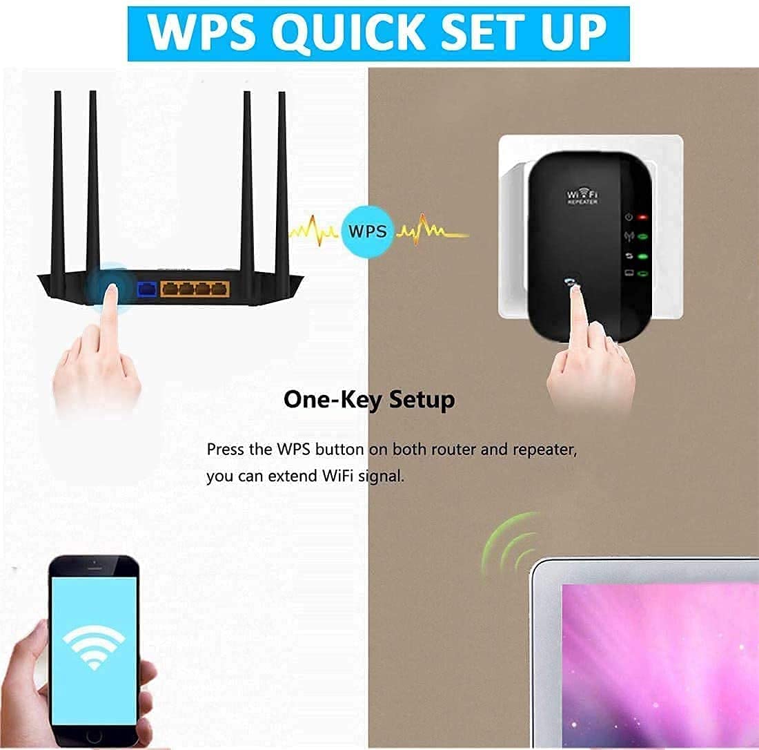 2026 WiFi Extender, WiFi Booster, WiFi Repeater, Covers Up to 3000 Sq.ft and 45 Devices, Internet Booster - with Ethernet Port, Quick Setup, Home Wireless Signal Booster, UK Plug — view 5