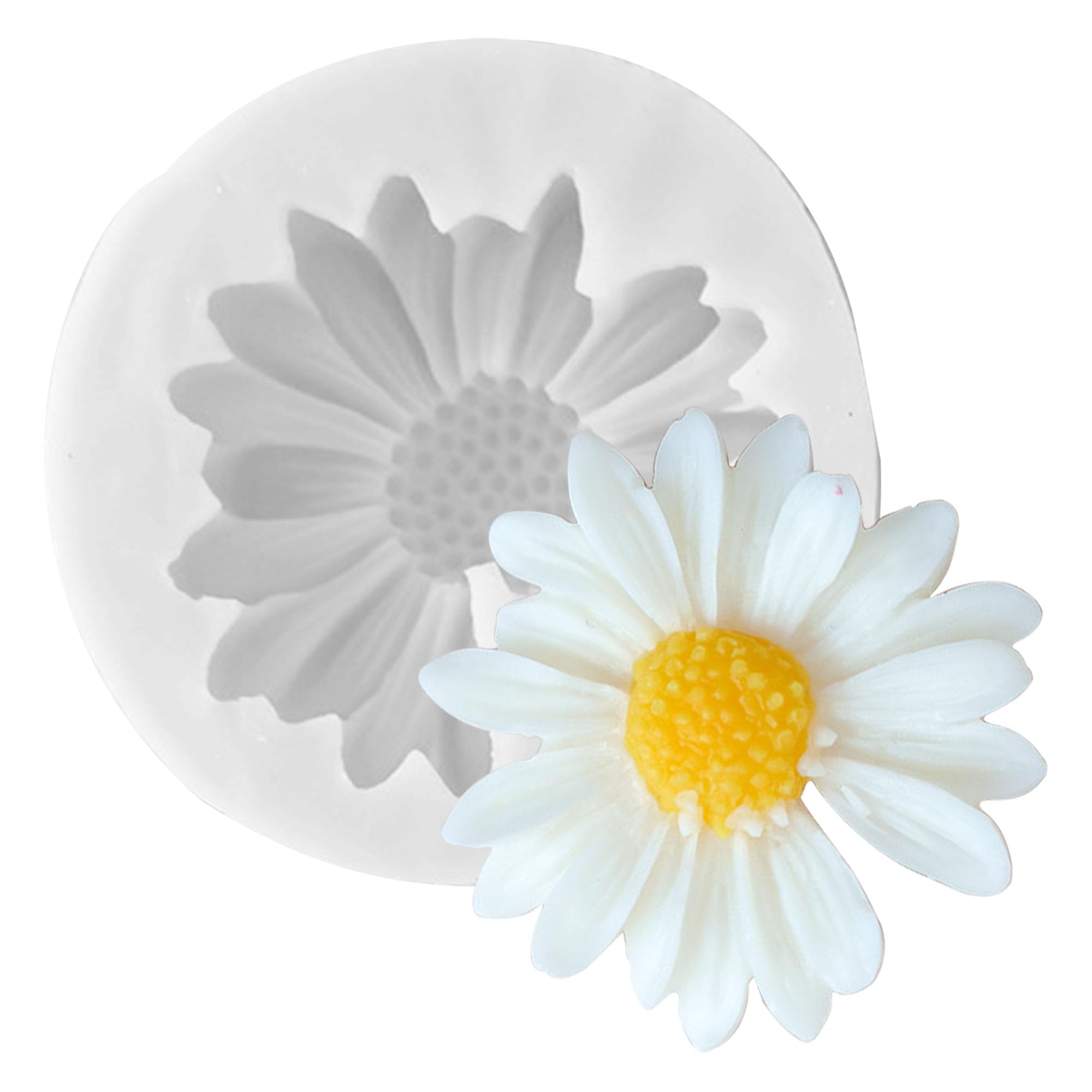 AEGYPIUS Flower Molds Silicone, 2.7 inch 3D Daisy Flower Silicone Molds, White Daisy Silicone Mold, Daisy Molds Silicone for Chocolate Candy Cake Decoration or Craft Clay Polymer