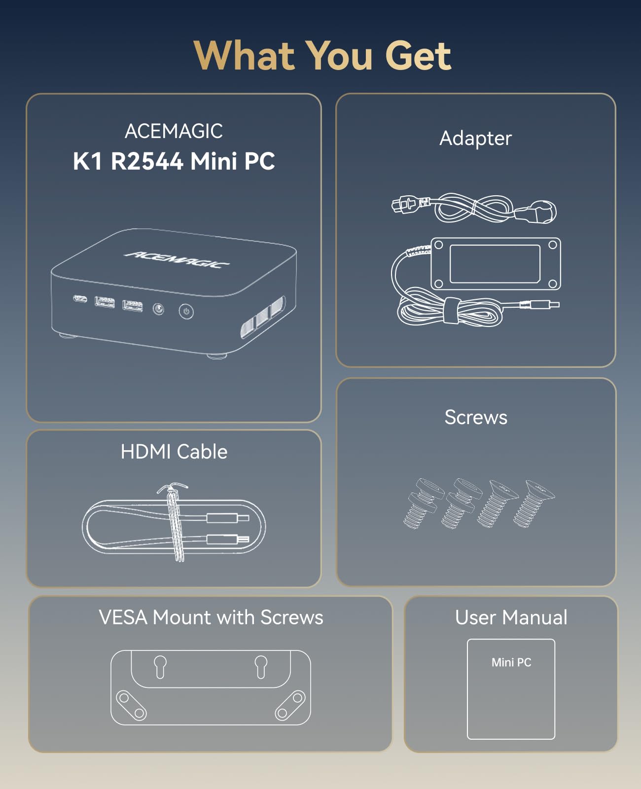 ACEMAGIC Kron Mini K1 Mini PC AMD Ryzen Embedded R2544 8Go DDR4 256Go SSD W-11 Pro Triple écran 4K WIFI5 BT4.2