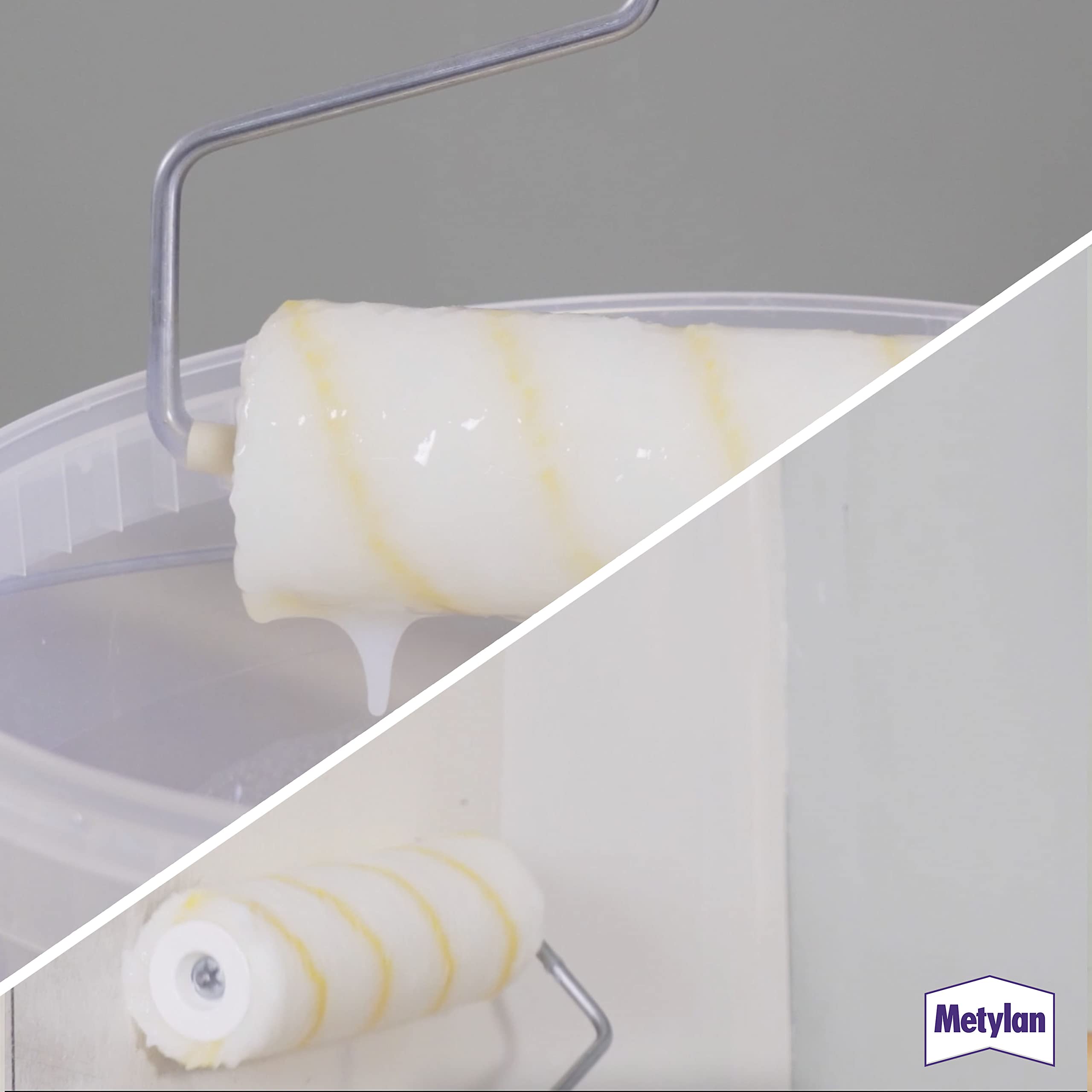 Metylan Pâte et apprêt pour papier peint non-tissé et fibre de verre pour rénovation de papier peint polaire, fibre de verre et copeaux de bois avec dos en polaire, pâte pour pièces humides, 1 x 500 g