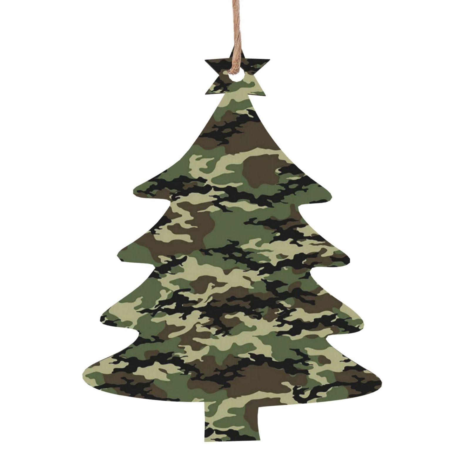 Christmas Wooden Ornaments For Tree Decoration Abstract Camouflage Hanging Xmas Tree Decorations Bauble Home Decor (Christmas Tree Shape)