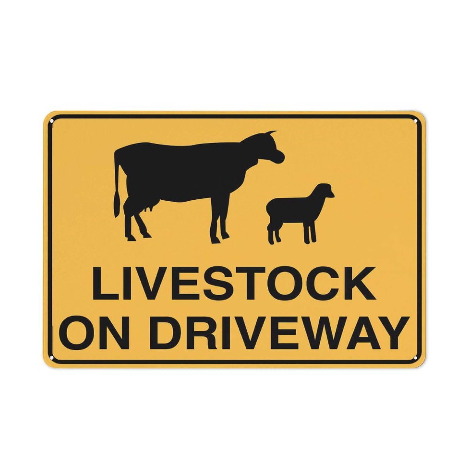 Livestock On Driveway Sign, 8x12 Inch Rust-Free Aluminum Outdoor Metal Tin Sign for Home, Business, Yard