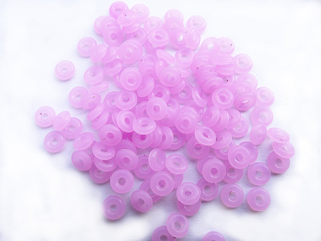 ORLEIORLEI 100pcs Pink Silicone Rubber Stoppers Ring Bead Charms Bracelets Compatible for Use Alone Or With Clip Lock Spacer Charm Stop Beads Inserts Fits European Charm Bracelets Clip