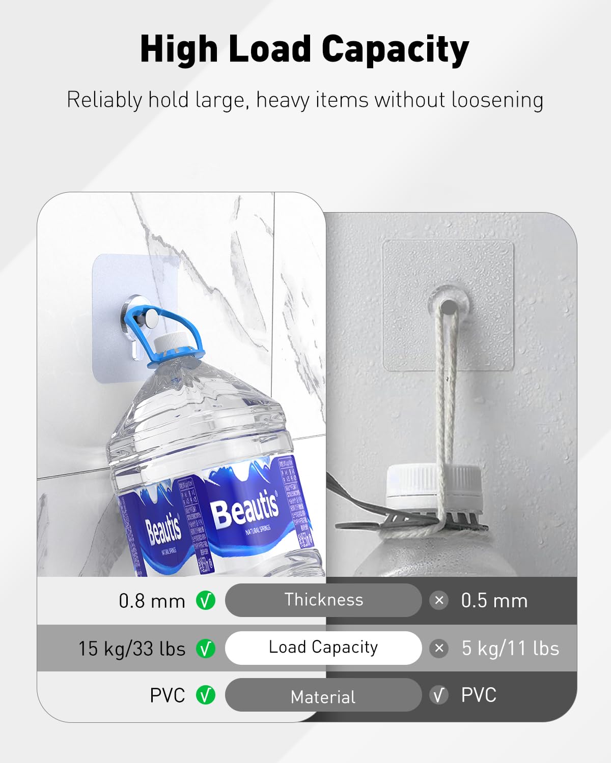 10 Pièces Crochets Adhésifs Muraux, Fixation Mural Sans Percer, Avec