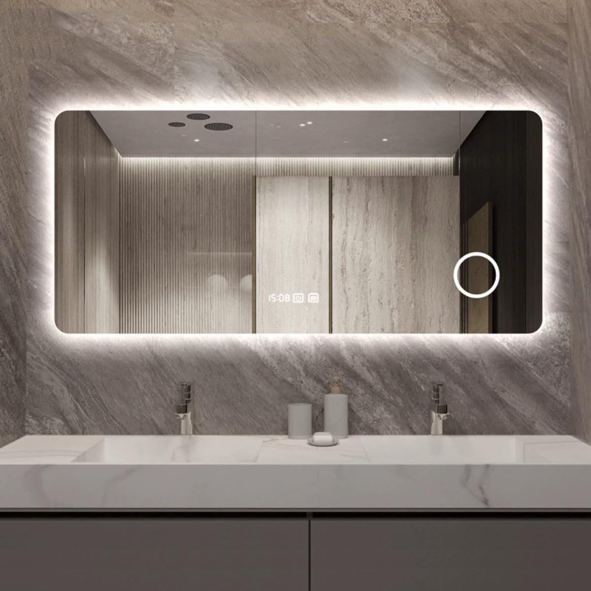 Espejo de baño con LED para maquillaje con luz regulable de 500 x 700 mm