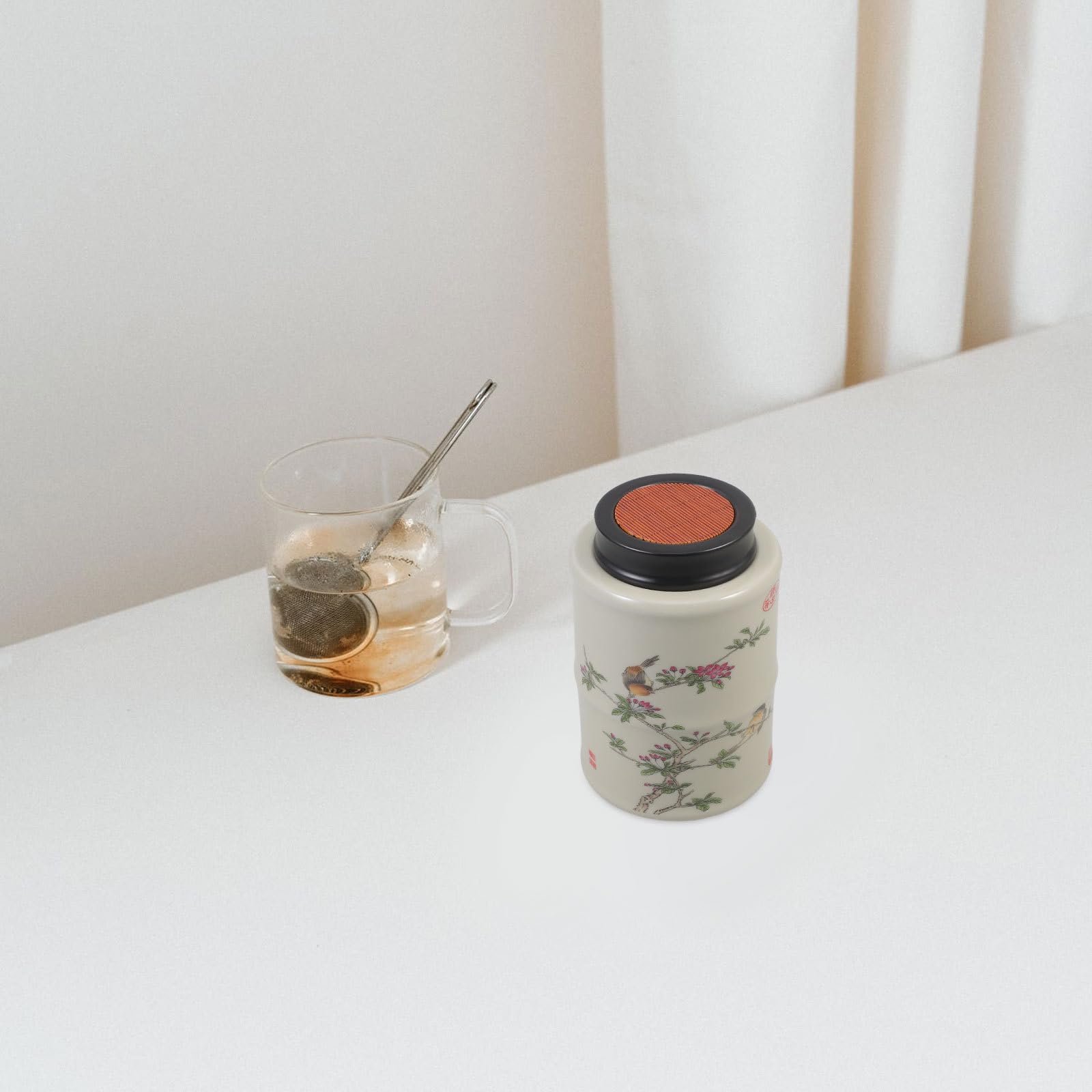 SOLUSTRE Barattolo in Ceramica Ermetico da 250ml con Coperchio per Conservare Tè e Alimenti Secchi, per Cucina e Decorazione da Tavolo