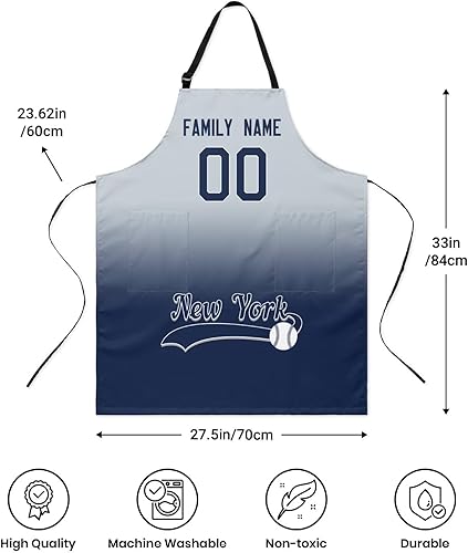 Miniatura 2 de Delantal personalizado con nombres y números personalizados, regalo para mamá y esposa, fanáticos, mujeres, cocina de cocina