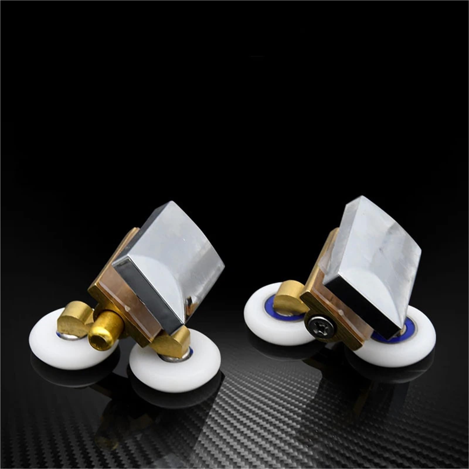 2 Stück/2 Sets Duschtürrollen Kupfer Doppelrad Schiebetür Rollenlager Radläufer Ersatz Für Badezimmertüren，Glastür(Gold Set)