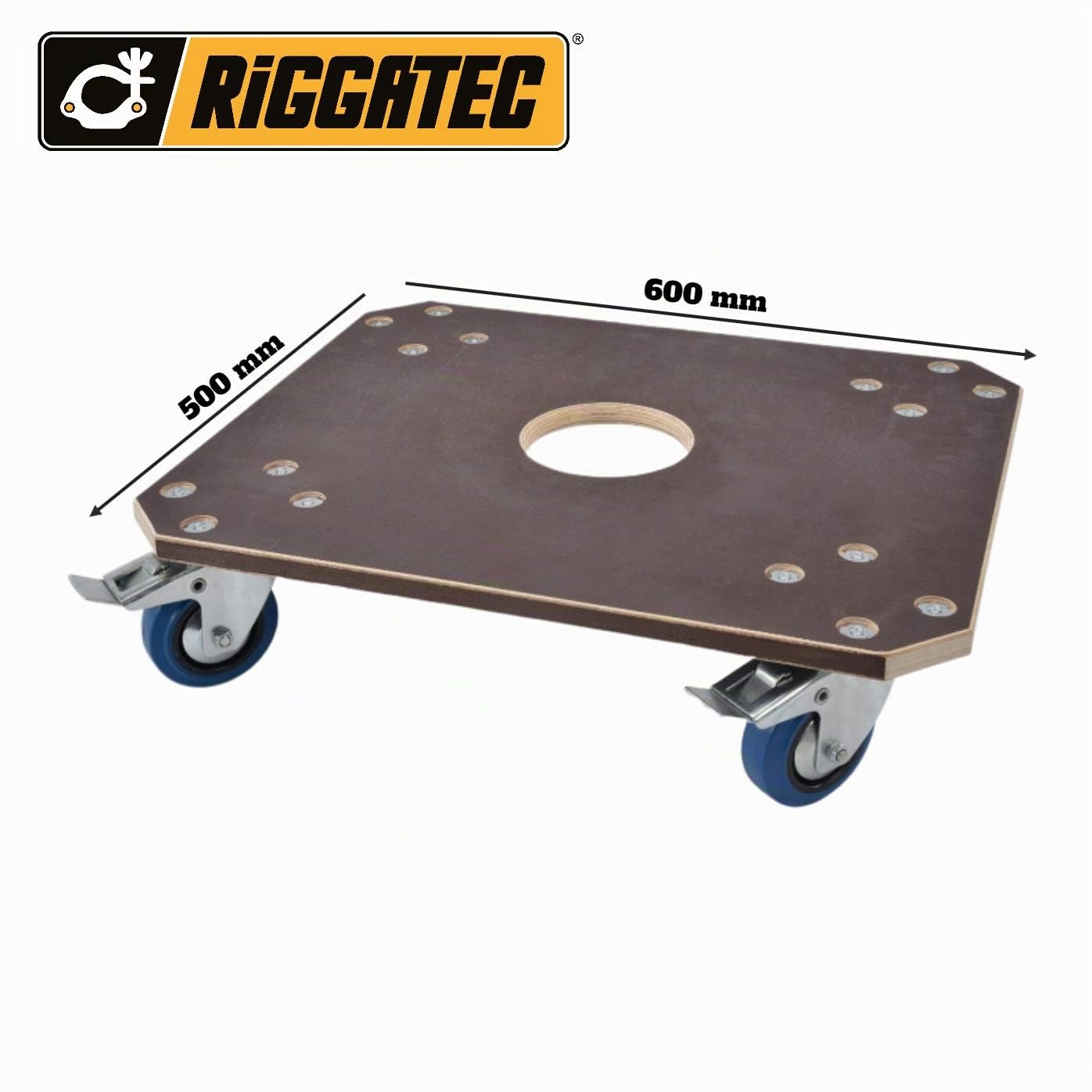 Chariot à roulettes de 450 kg | Aide au Transport pour Charges Lourdes de Haute qualité | Support Roulant de 60 x 50 cm | Chariot Anti-Glisse avec Plaque sérigraphique 21 mm |Socle Roulant avec Frein