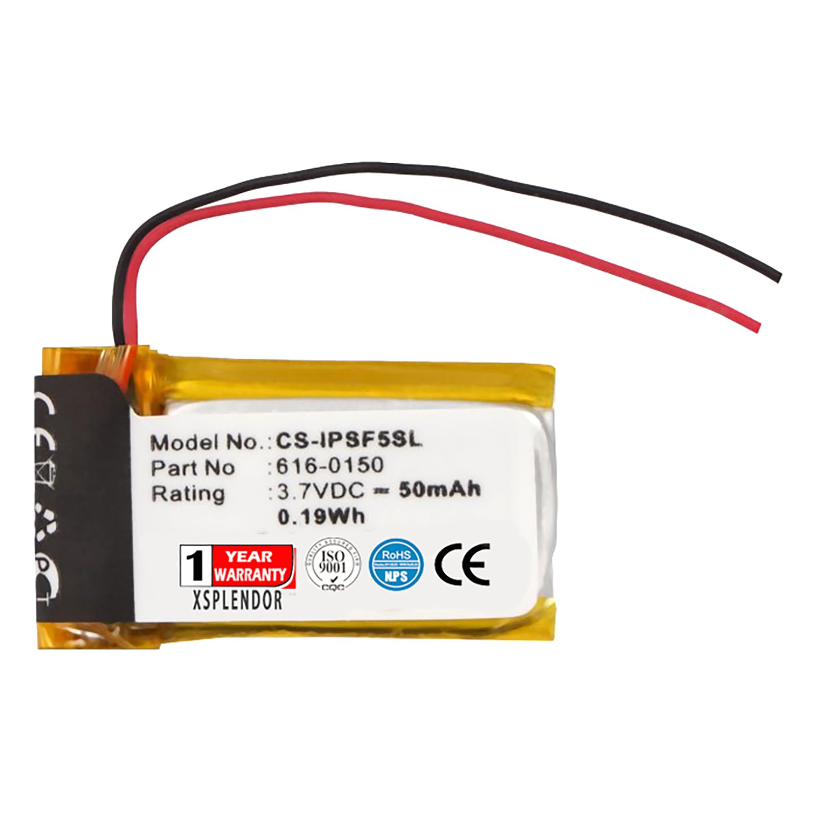 XPS Replacement Battery for Apple iPod Shuffle 4th, iPod Shuffle 5th PN 616-0150, 616-0548