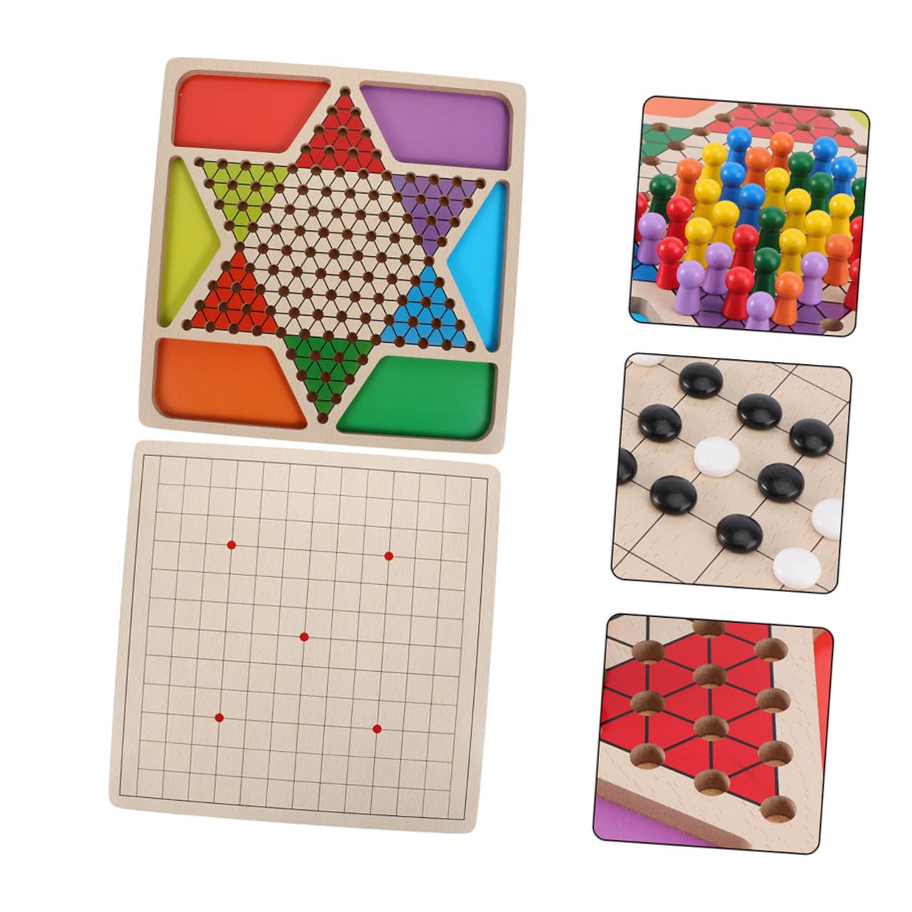 POPETPOP Jeu de Dames en Bois, Jouet Éducatif pour Garçon et Filles, Léger et Sûr, pour Jouer en Famille et Développer la Stratégie