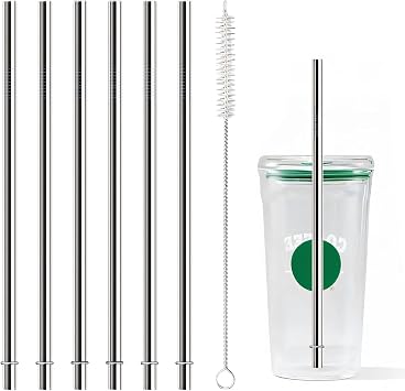 9 Inch Stainless Steel Straw for 16/18/20 oz Tumbler, 9" x 0.31"8mm Straw