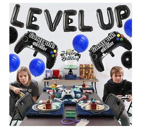 Oarkive FDF4RE Happy Birthday Video Game Cake Topper Glitter Black Gamer Cake Topper Gaming Cake Topper Video Game Controller Party Supplies thumb #6