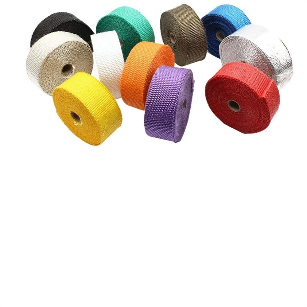Benda Termica Per Scarico Marmitta 1 Pcs Moto Di Scarico Nastro Termico Exhuast Wrap 5 cm * M 10 15 Collettore di Calore Intestazione Isolamento Rotolo Resistente Con Lacci In Acciaio(5cm 15m Black)