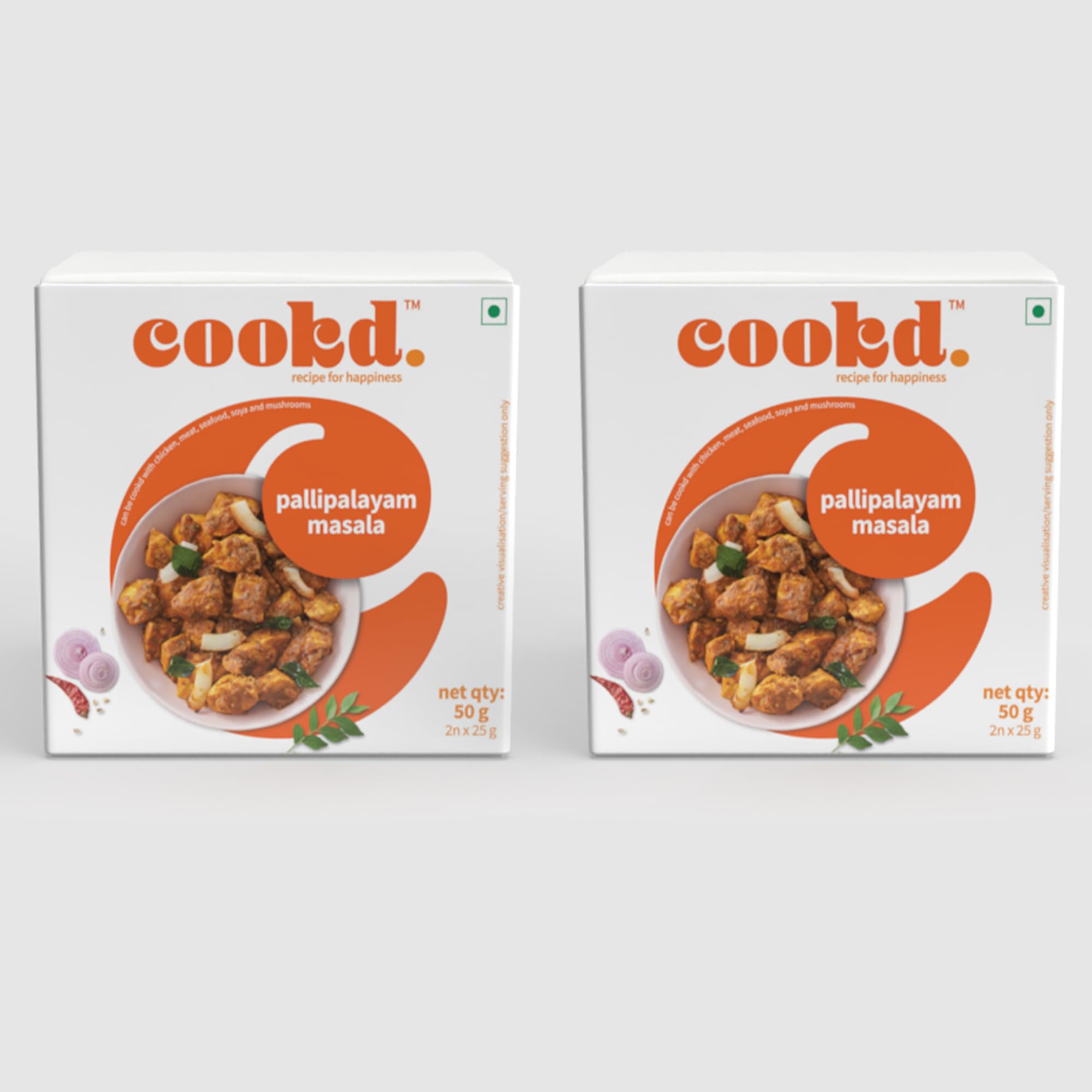 Cookd Pallipalayam Masala 50g (Pack of 2)| Ready To Cook in 15 Minutes | Can be cooked with Paneer, Vegetables, Chicken, Fish & Meat | No Added Flavours, Preservatives & Artificial Colors