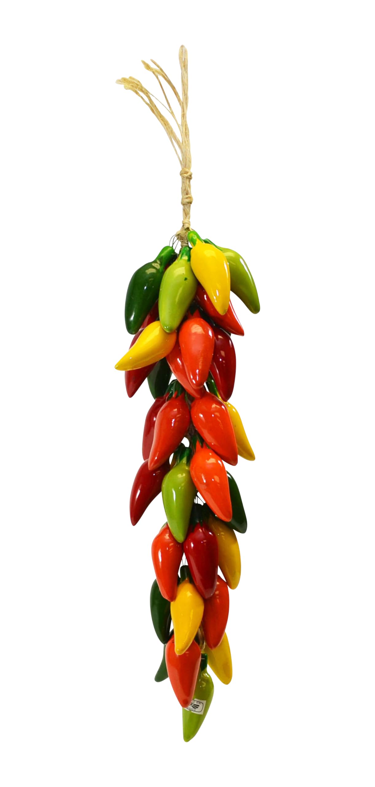 Ristra/String of Ceramic Jalapeno Peppers, Multi-Color, with 32-40 Peppers, 20 Inches Long