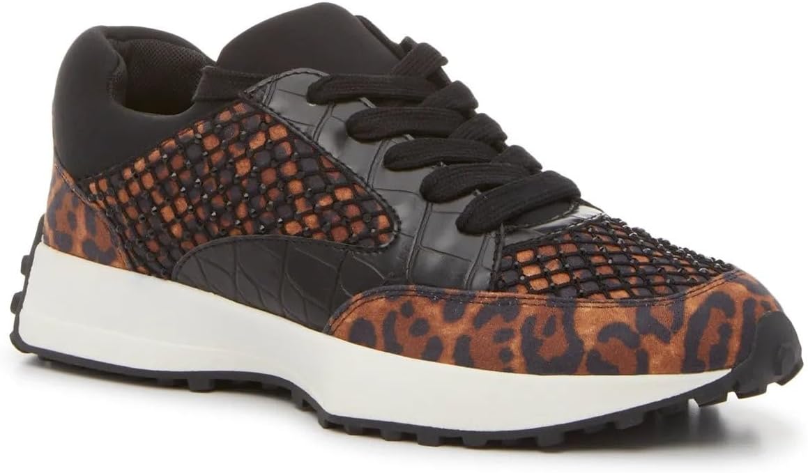 Jessica Simpson Women's Tezra Sneaker, Brown & Black Leopard Print, 8.5 M US