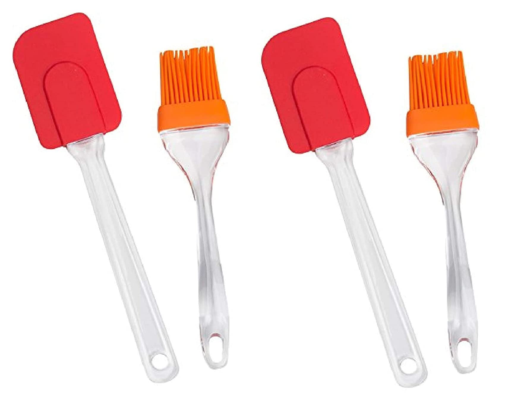 VENIQE Two Piece of Silicone Spatula and Two Piece of Pastry Brush Set Special for Cake Mixer, Cooking, Baking, Glazing, Oil Brush for Cooking Silicon, Oil Brush for Kitchen Use (Random Color)