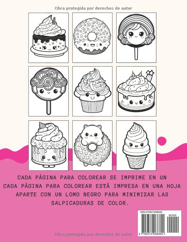 Miniatura 2 de Kawaii y Dulces Libro para colorear para niños y adultos 50 bonito dibujos para colorear de postres y dulces en estilo manga japonés para todos los