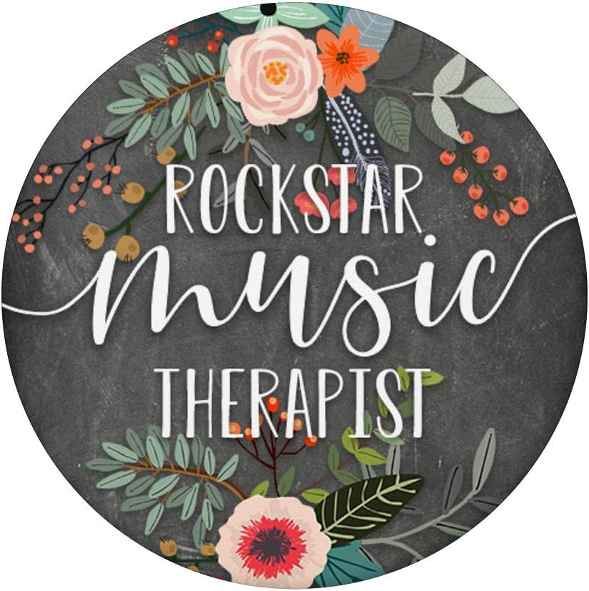 Rockstar Therapy Gifts - Cute Rustic Floral Music Therapist PopSockets Grip and Stand for Phones and Tablets image 3