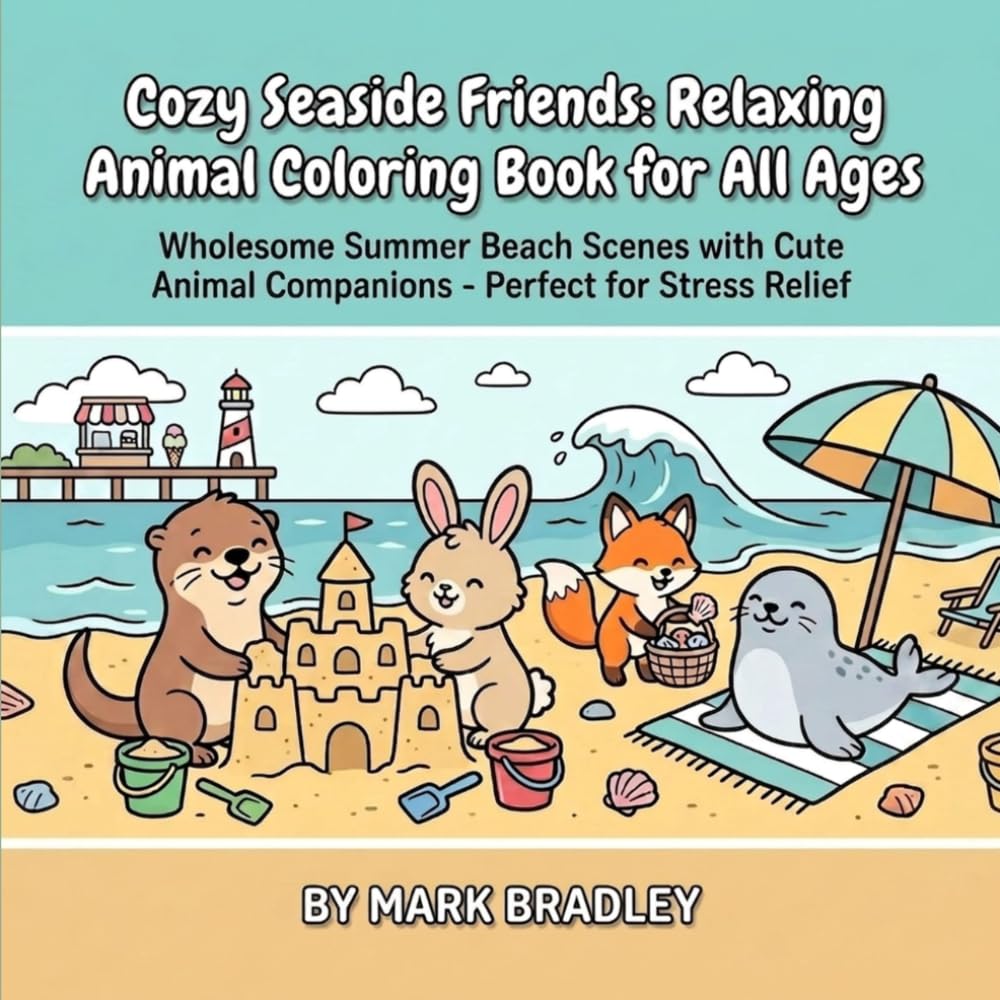Cozy Seaside Friends: Relaxing Animal Coloring Book for All Ages