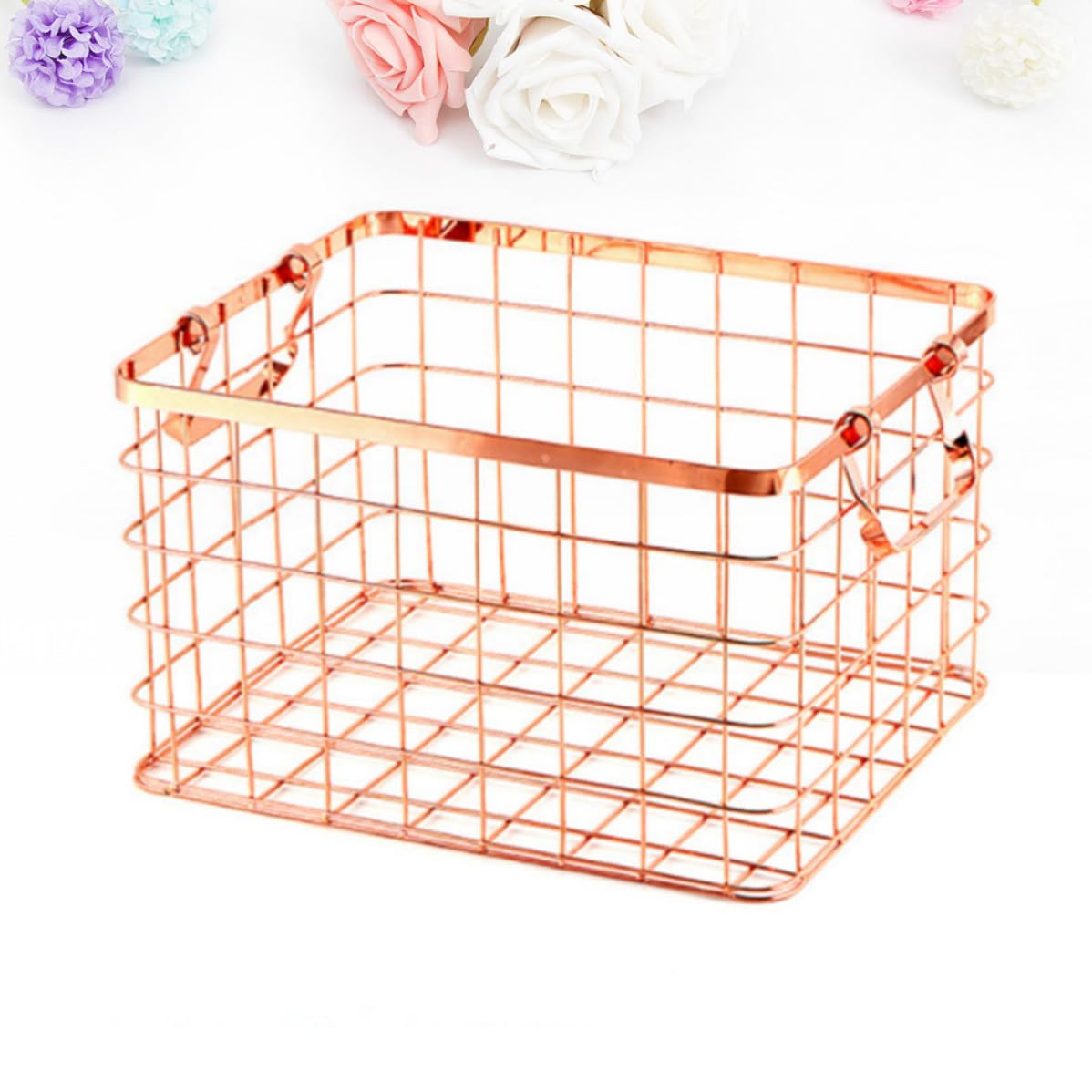 Cesta Organizar Asa , Estilo Almacenamiento de Hierro de Dorado Nórdico , Multiusos y para Ropa Snacks Hogar