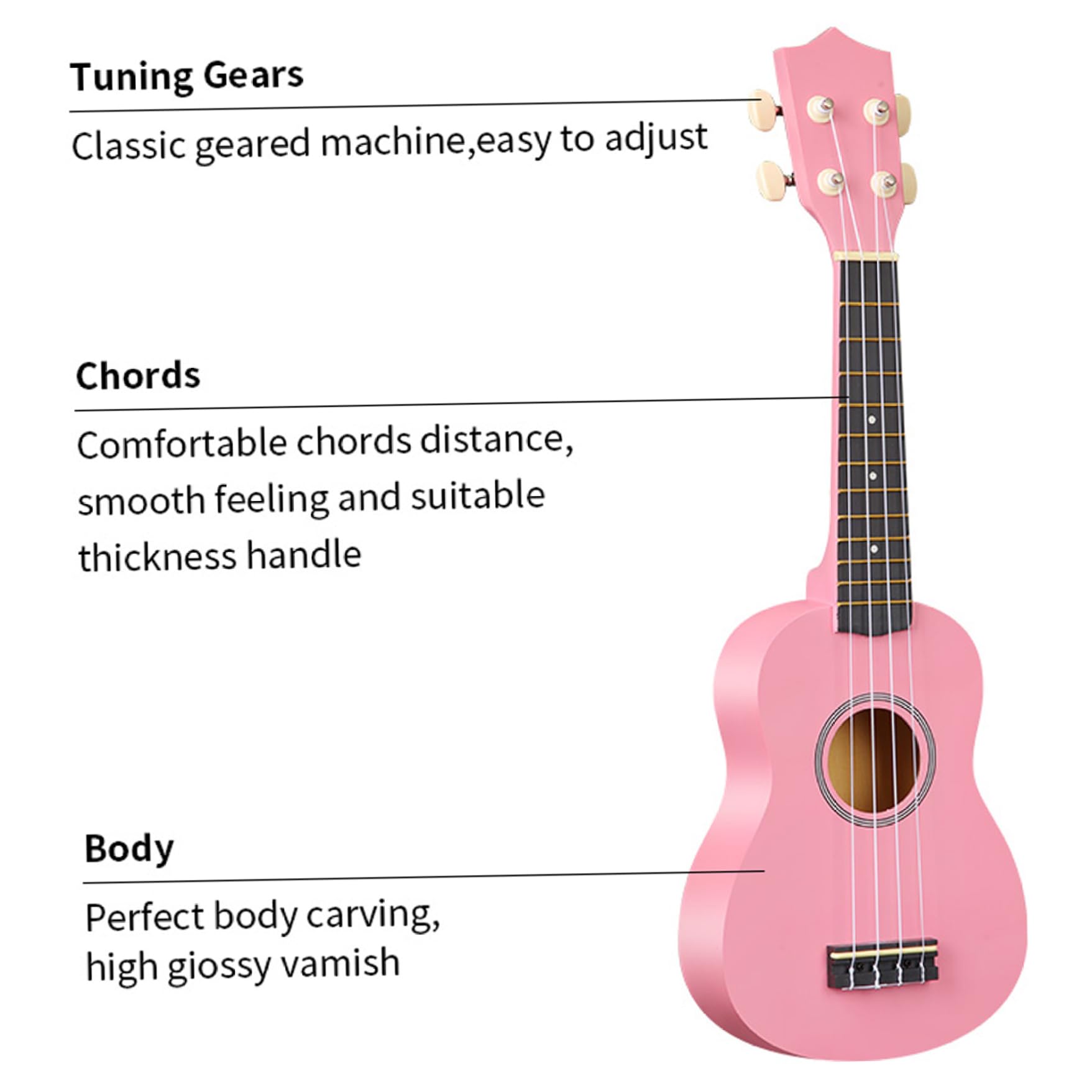 Chitarra per bambini ukulele per bambini 21 pollici ukulele per principianti chitarra classica a 4 corde in tiglio con plettro capotasto e borsa per il trasporto strumento musicale giocattolo