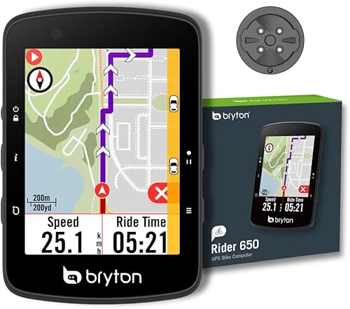 Bryton Rider 650 - Pantalla táctil LCD a color de 2.8 pulgadas, GPS para bicicletaciclismo, mapa precargado de EE. UU., compatible con radar de