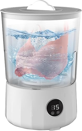 Miniatura 9 de Mini lavadora, pequeña lavadora de ropa de 1.5 litros, 6.3 x 9.65 pulgadas, 3 modos de limpieza, diseño compacto, recargable, limpiador de