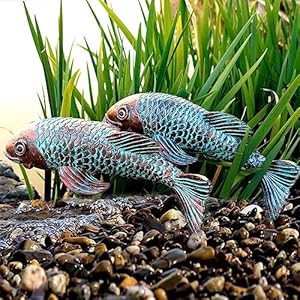 Garden Statues, Koi Fish Decor, Set of 2 Antique Koi Fish Garden Statue,Fish Sculpture Garden for Outdoors, Patio Decor, Backyard and Home Kitchen Decoration Garden Statues Koi Fish Decor Set of 2 Antique Koi Fish Garden StatueFish Sculpture Garden for Outdoors Patio Decor Backyard and Home Kitchen Decoration