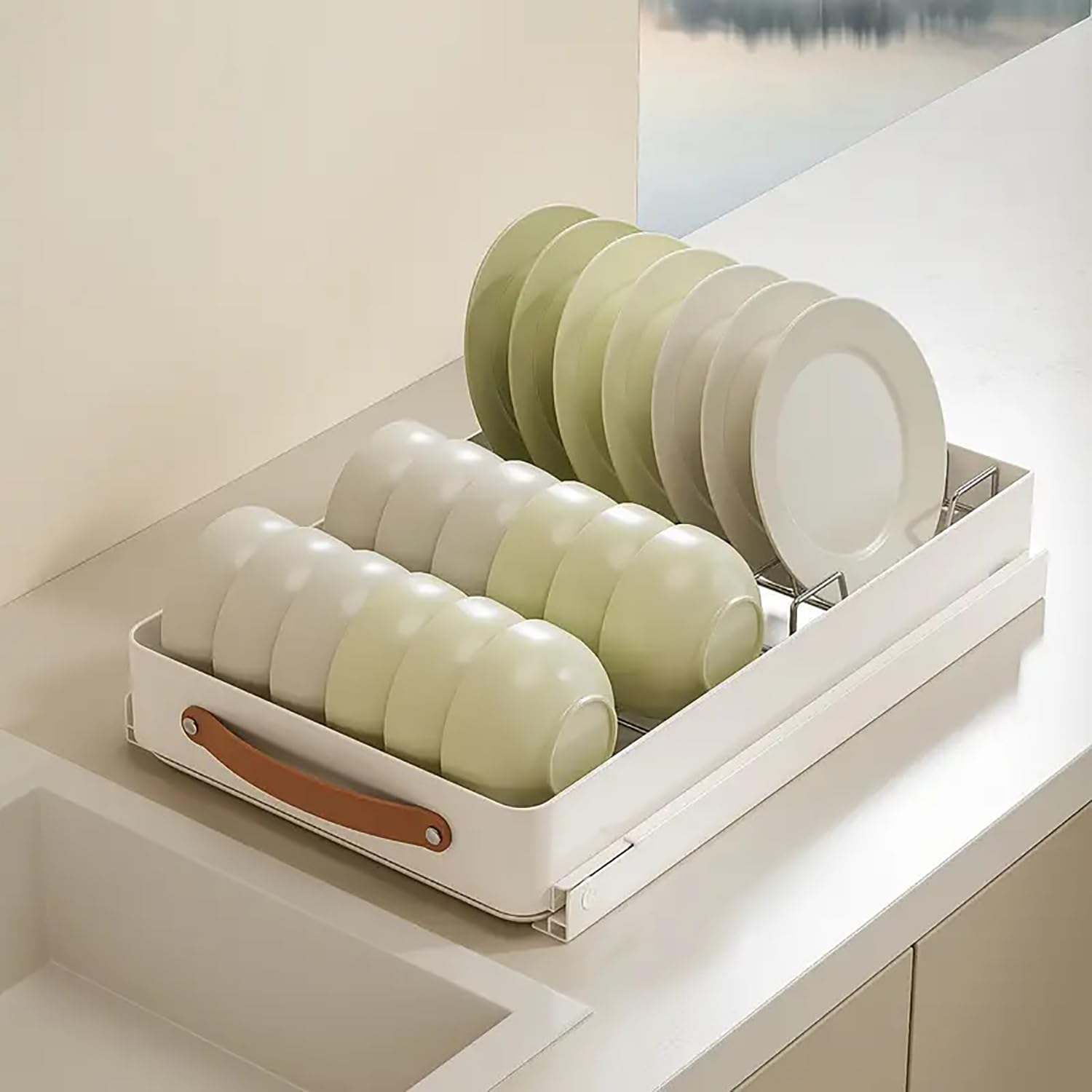 House of Quirk Pull Out Stainless Steel Cabinet Organizer Fixed With Adhesive Nano Film,Slide Out Dish Drying Rack For Kitchen Utensils Cabinets,Pull Out Drawer 12 Bowl With 7 Plate Dish Rack,White (B0DFTNKHXX) Amazon Price History, Amazon Price Tracker