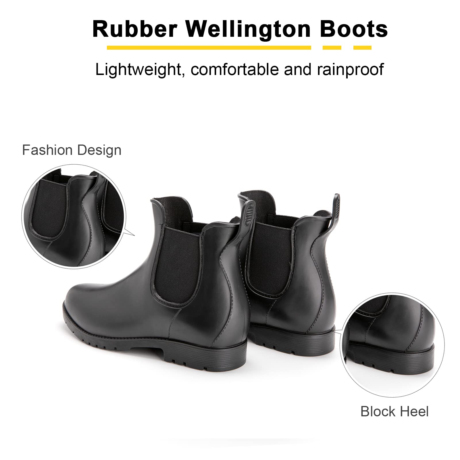 Stivali Gomma Donna Stivaletti Pioggia Chelsea Rain Boots Wellies Ankle Boots Stivaletti Impermeabili Scarpe da Pioggia Nero Marroni 35-43 EU