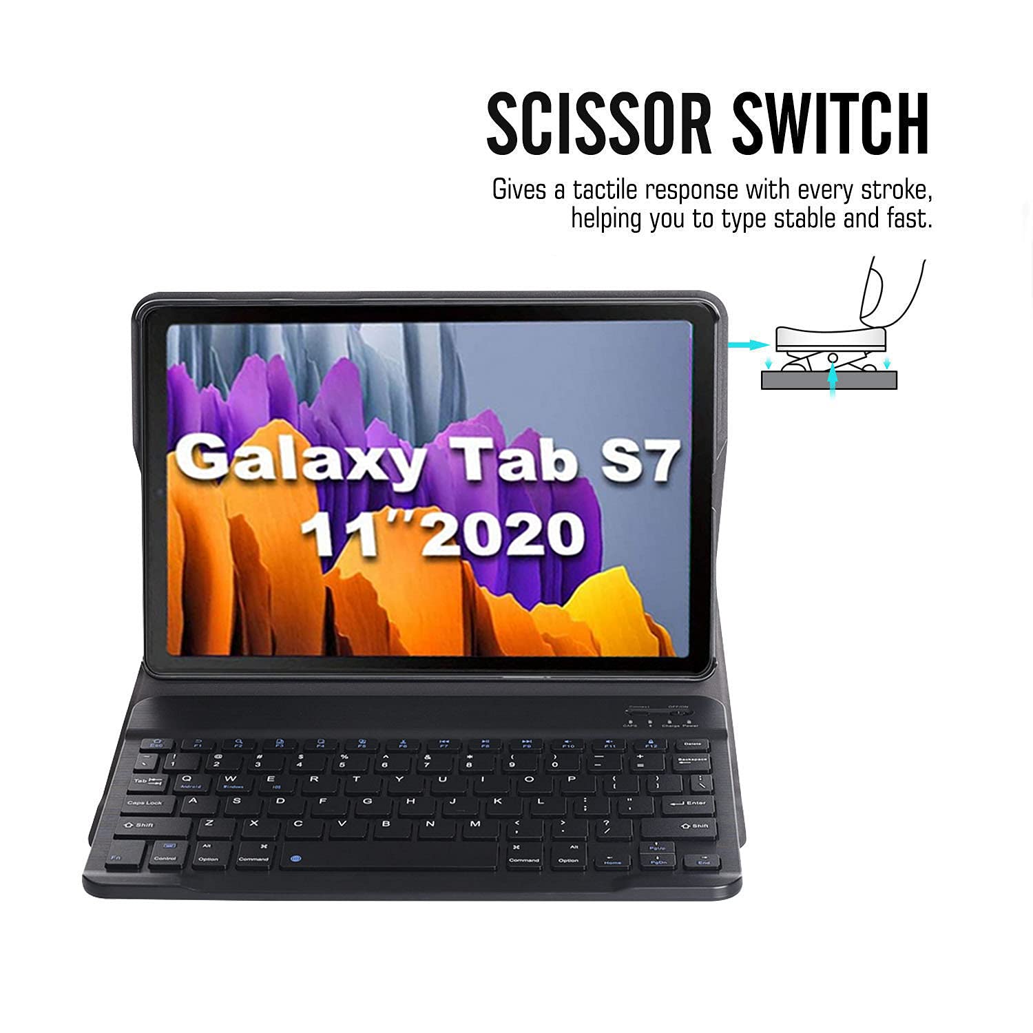 Boîtier clavier pour Galaxy Tab S7 11 pouces 2020 (SM-T870/SM-T875), Smart Cover légère avec clavier magnétique amovible et souris pour Samsung Galaxy Tab S7 11" 2020, noir