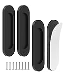 MeBantoo 4 Pack Self-Stick Door Handles, 4 Inch Aluminum Alloy Self Adhesive Flat Finger Pulls, No Drill Cabinet Knobs for Drawer, Sliding Glass/Barn/Closet/Balcony Doors (4, Black)