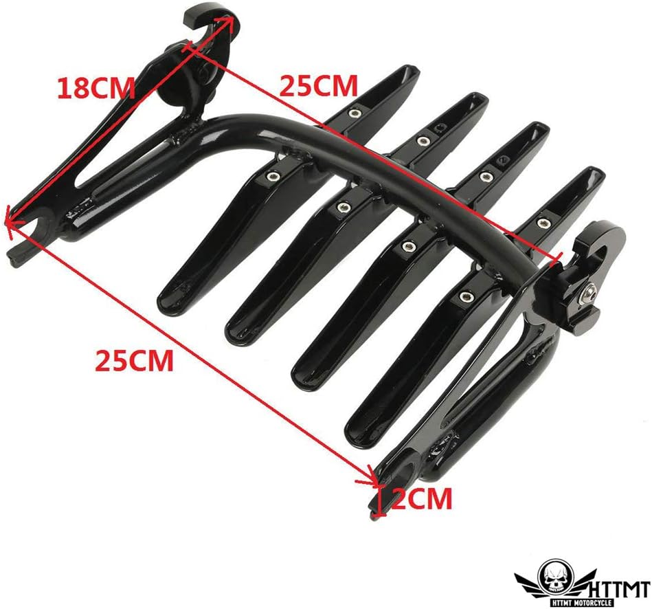 SMT- Detachable Skull Stealth Luggage Rack Compatible with Harley Touring FLHR FLTR 97-08 07 06 Black
