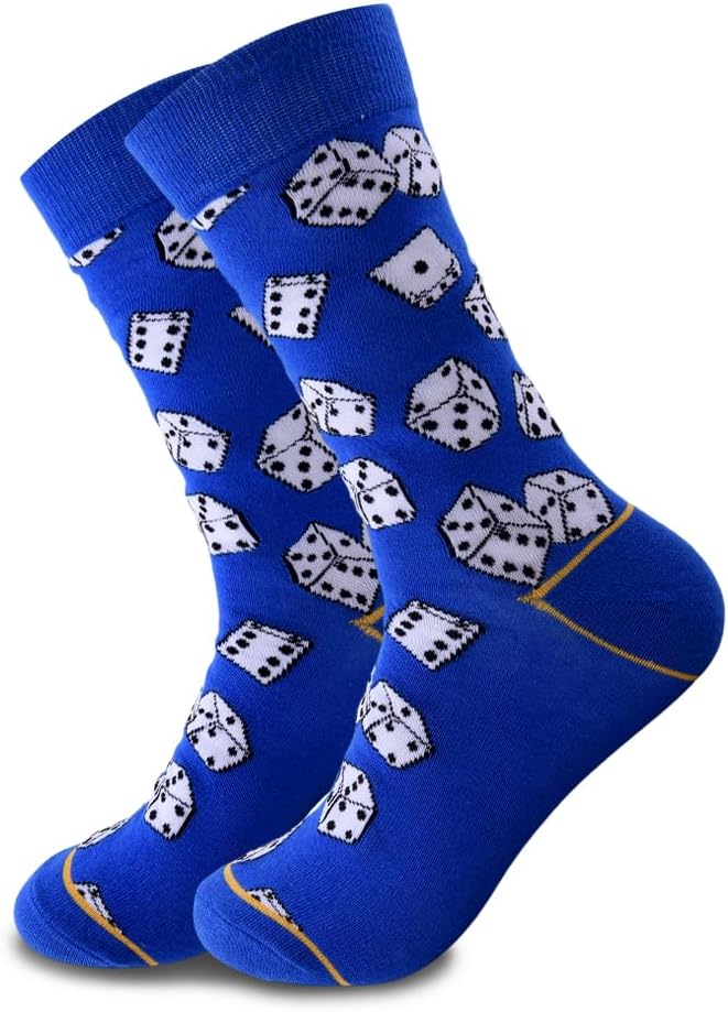 Dice Poker Crew Sock for Gamers Players Gag Gifts Game Night Comfortable Sock for Women Men