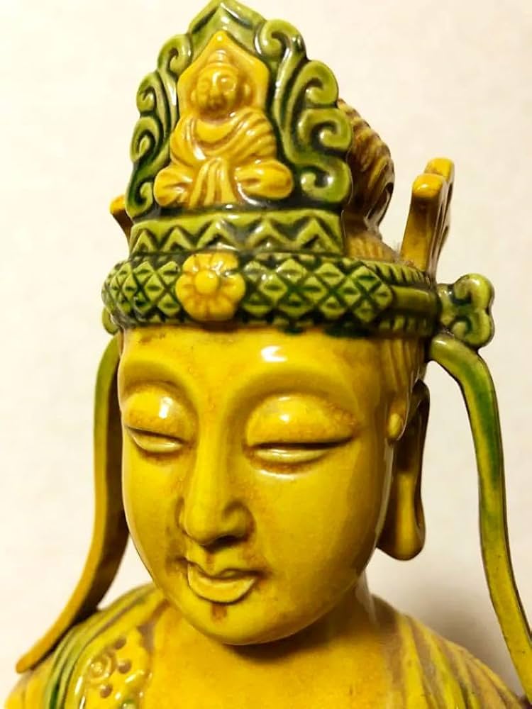 中国仏教美術 時代 唐三彩 陶器 菩薩像 仏像 1413㌘ H27㎝