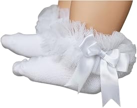Baby Girl Socks - Cotton with Bow - White