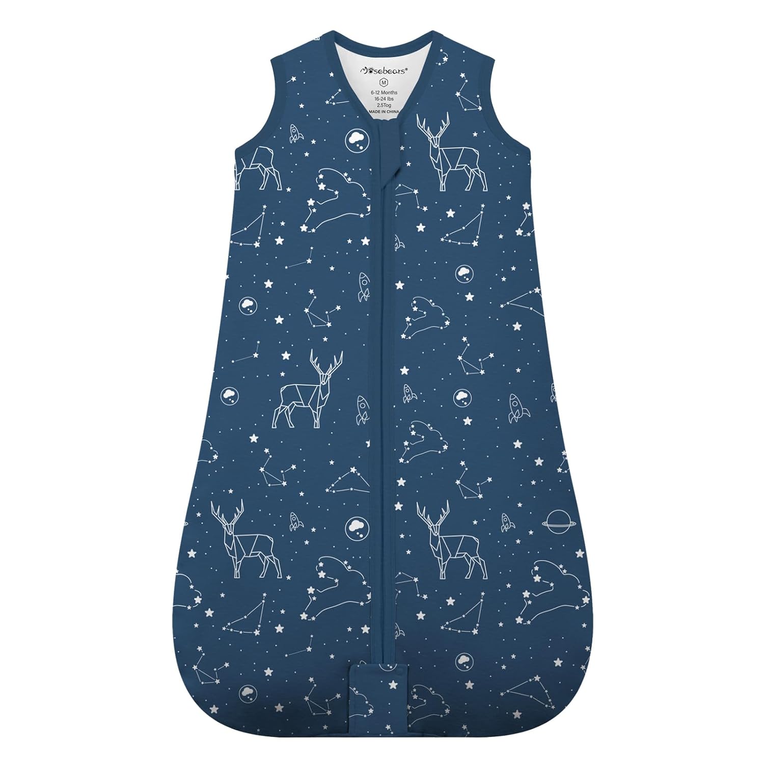 Mosebears Sleep Sack Baby Winter Wearable Blanket with 2-Way Zipper,2.5 TOG Cotton Sleep Sack Unisex(Navy Blue,18-24 Months) Navy Blue 18-24 Months