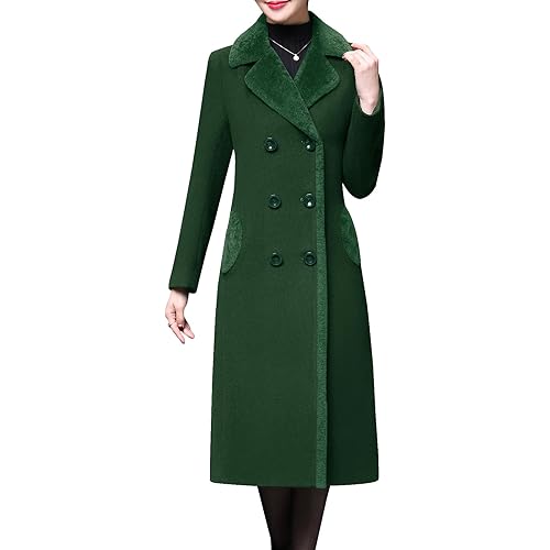 Aprsfn Women's Winter Wool Coats Double-breasted Notched Lapel Warm Jackets Midi Long Peacoat Long Sleeve Pea Coats
