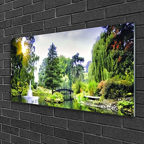 Tableau mural moderne cascade forêt soleil - Déco plastique imprimé - 3