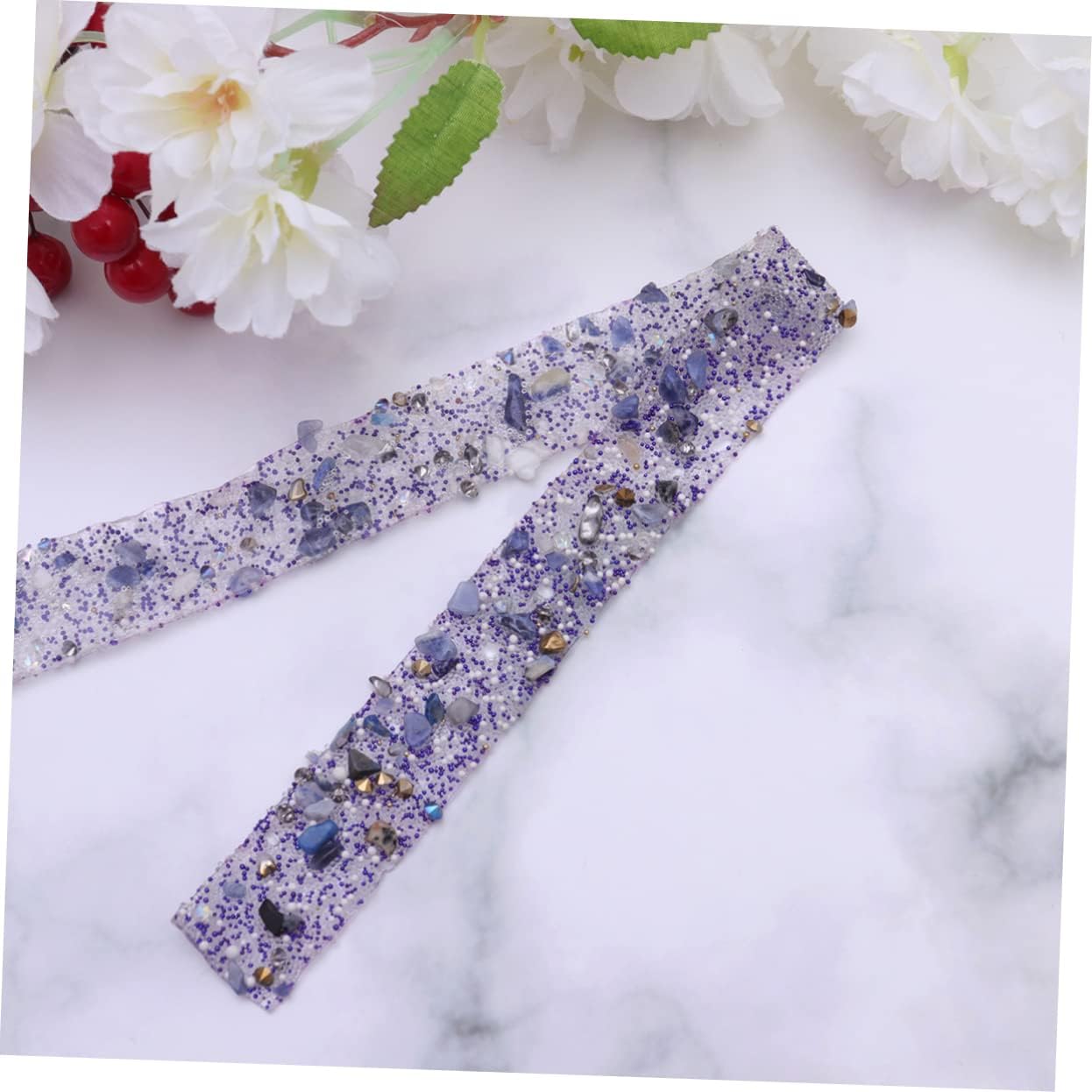 Colorful Rhinestone Shell Trim Bling Ribbon for Dress Sash Shoes Bags Purple Appliques for DIY Embellishments Fashion Accessories for Women