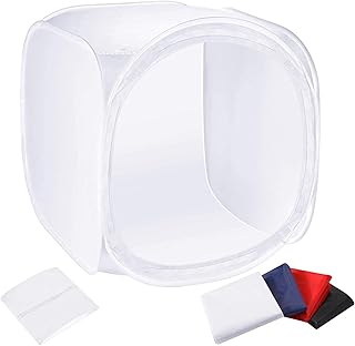 EWINNER Portable Photo Studio Shooting Tent Light Box Cube Diffusion Softbox Tent with 4 Colors Backdrops (Red Blue Black White) for Table Top Indoor Outdoor Photography (60CM)