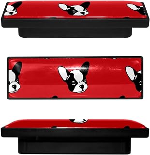 Pomo de cajón de cristal rojo para perro bulldog francés, mango ergonómico de 3.6 pulgadas para armario de cocina, armario, armario