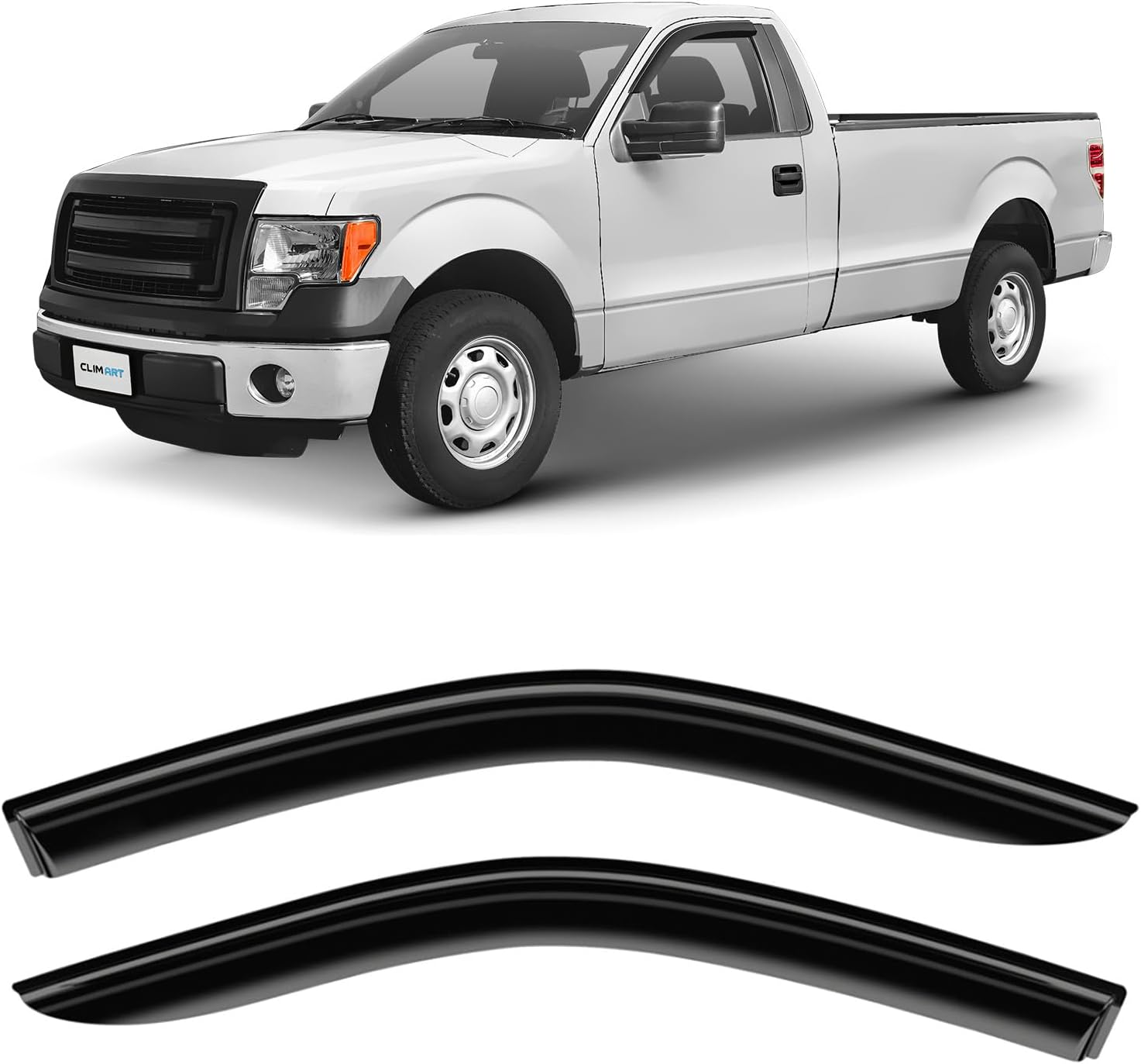CLIM ART Incredibly Durable Rain Guards for Ford F150 2009-2014 Regular Cab, SuperCrew, SuperCab, Tape-on Window Deflectors, Vent Deflector, Vent Window Visors for cars, Truck Accessories 2 pcs-209008