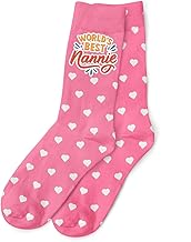 D Design Invent Print! World's Best Nannie Pink Socks, Women's Heart and Star Pattern Gift, Size 4-7, Perfect for Birthday and Xmas Presents