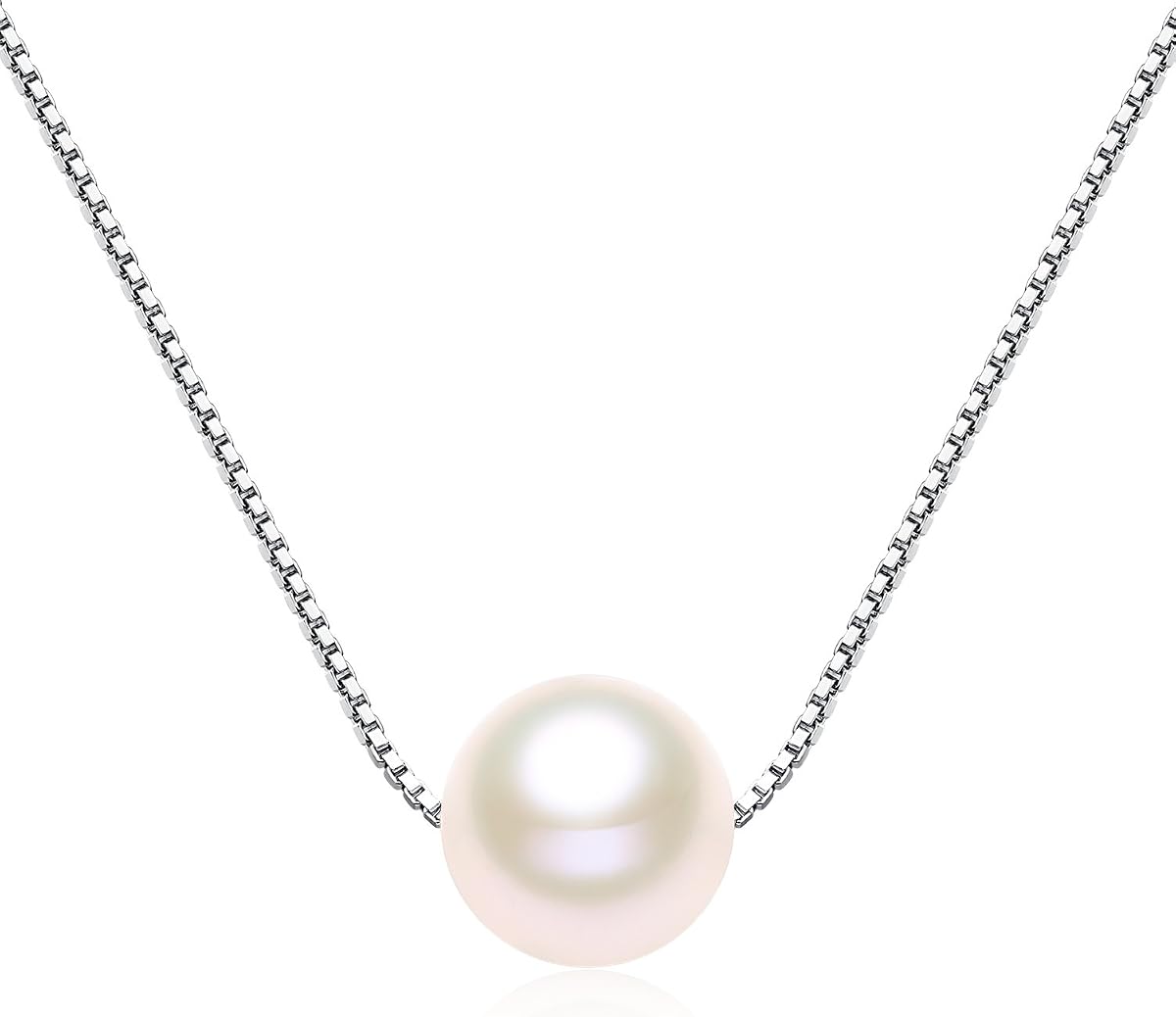 VIKI LYNN Single Pearl Necklace for Women 7-8mm Real Freshwater Cultured Pearl Pendant Necklace with Dainty 925 Sterling Silver Necklace Chain Valentines Day Graduation Bride Gifts for Her, Friend