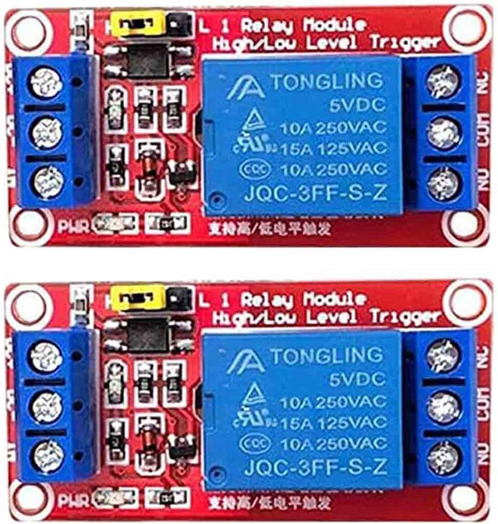 5v 1 Channel Relay Board Relay Switch Module with Opto-Isolated High or Low Level Trigger with 30pcs Multicolored Dupont Wire(Pack of 2)