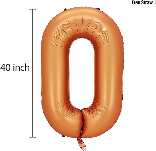 Miniatura 2 de Globos de papel de aluminio para helio, 40 pulgadas, color naranja, número 0, decoración de bodas, aniversarios, fiestas, globos digitales